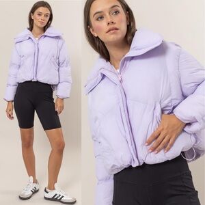 All Day Everyday Lilac Cropped Puffer Jacket